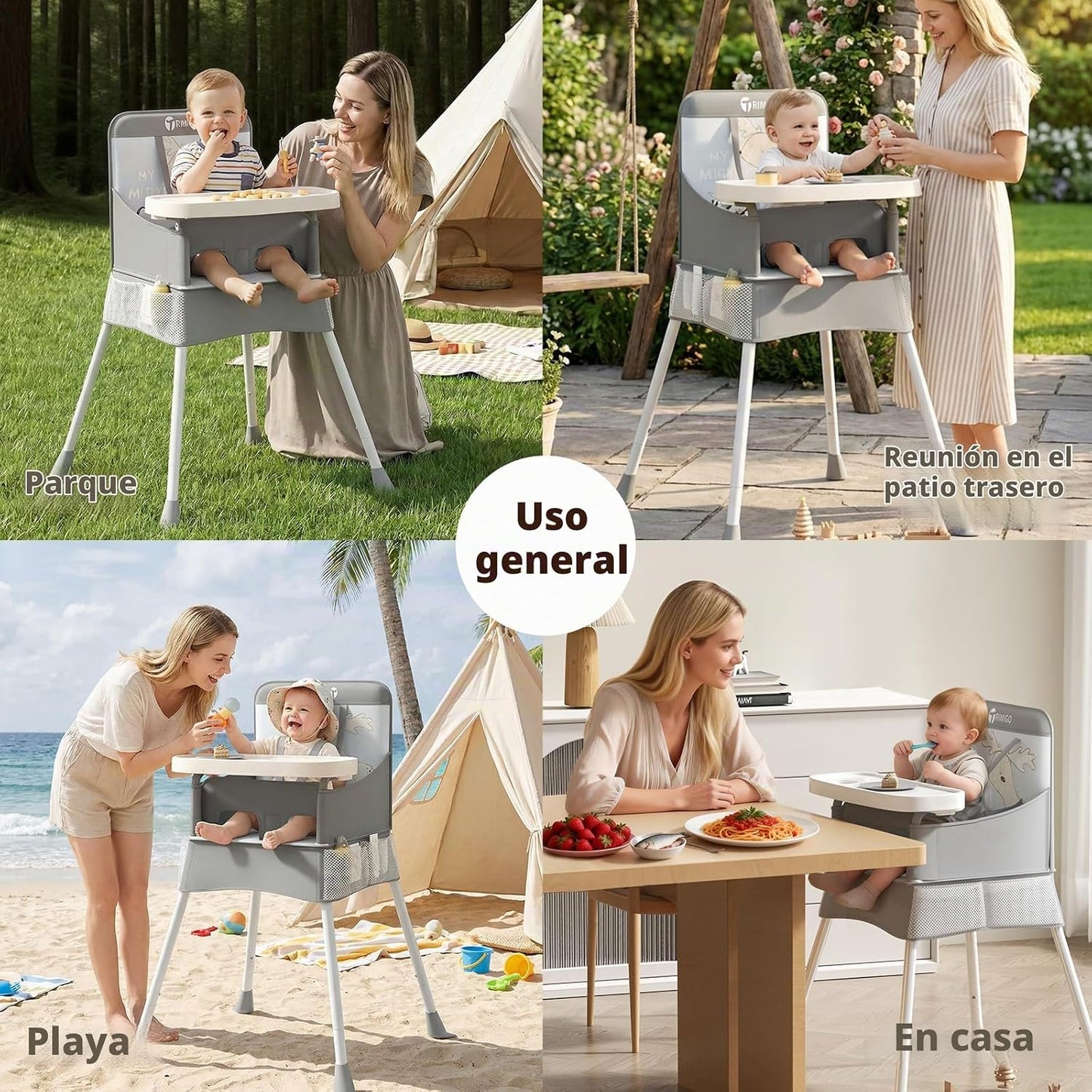 Trimigo Silla alta para bebés y niños pequeños, silla de alimentaci...