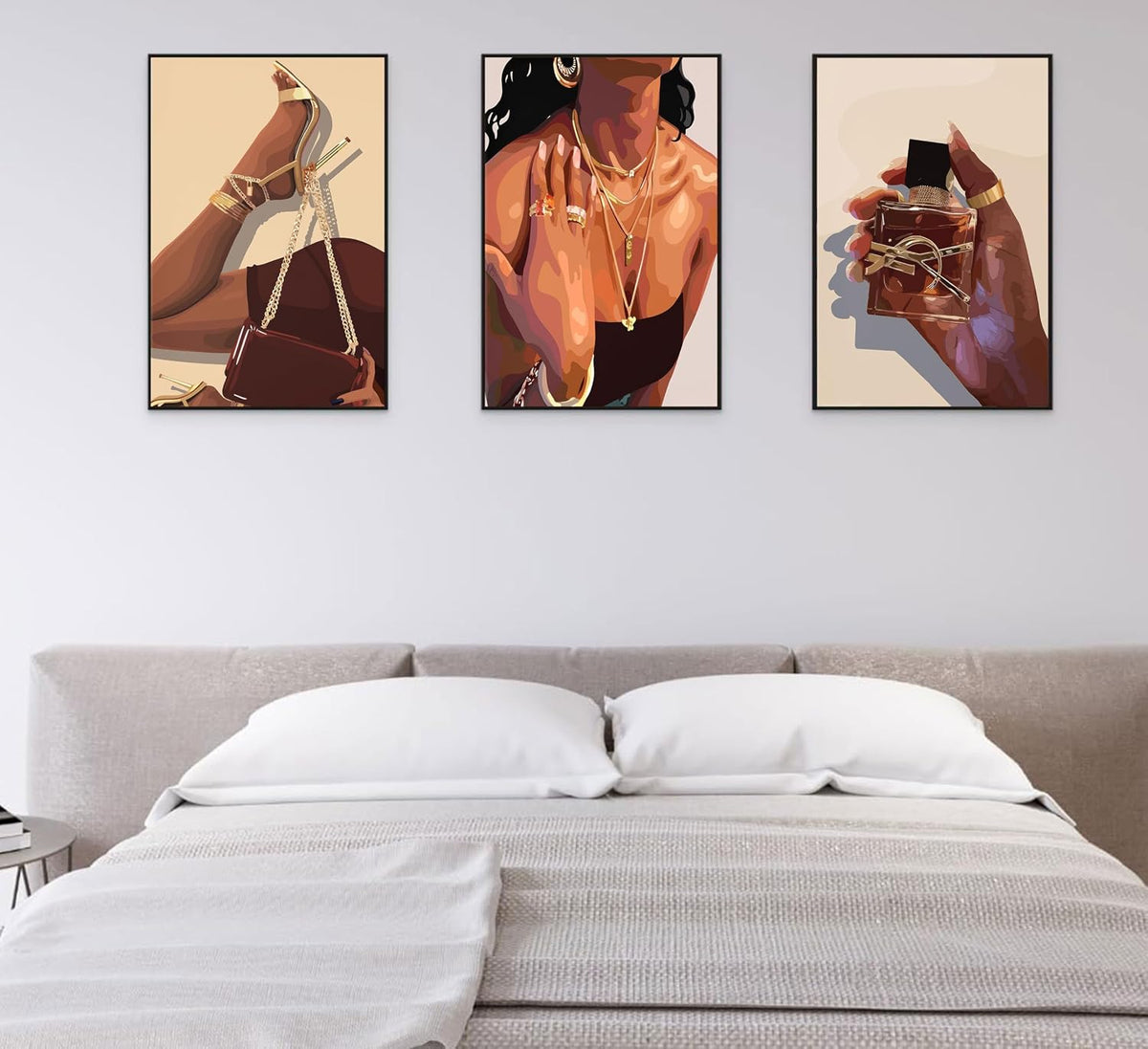 3 piezas de arte de pared de niña negra, mujer afroamericana, lienz...
