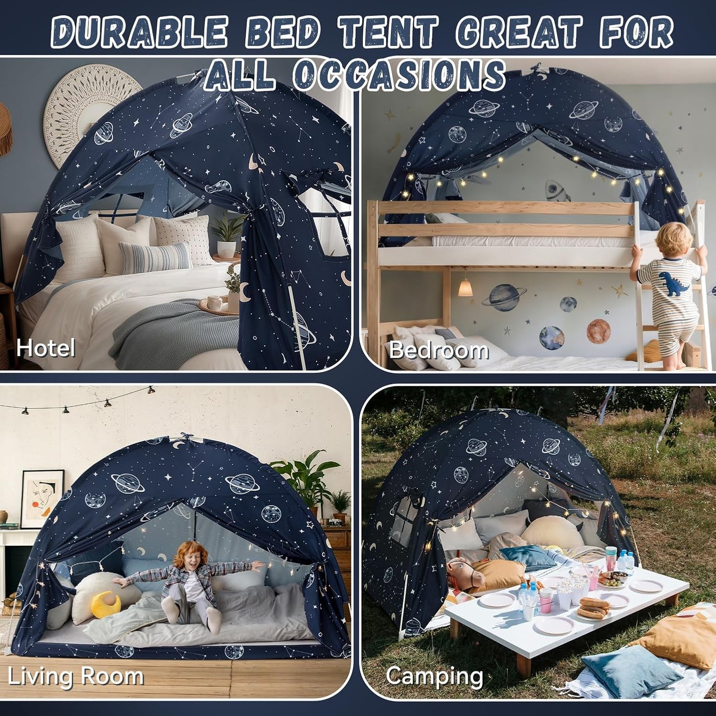 Tienda de campaña de tamaño completo con dosel, Galaxy Space Kid Be...