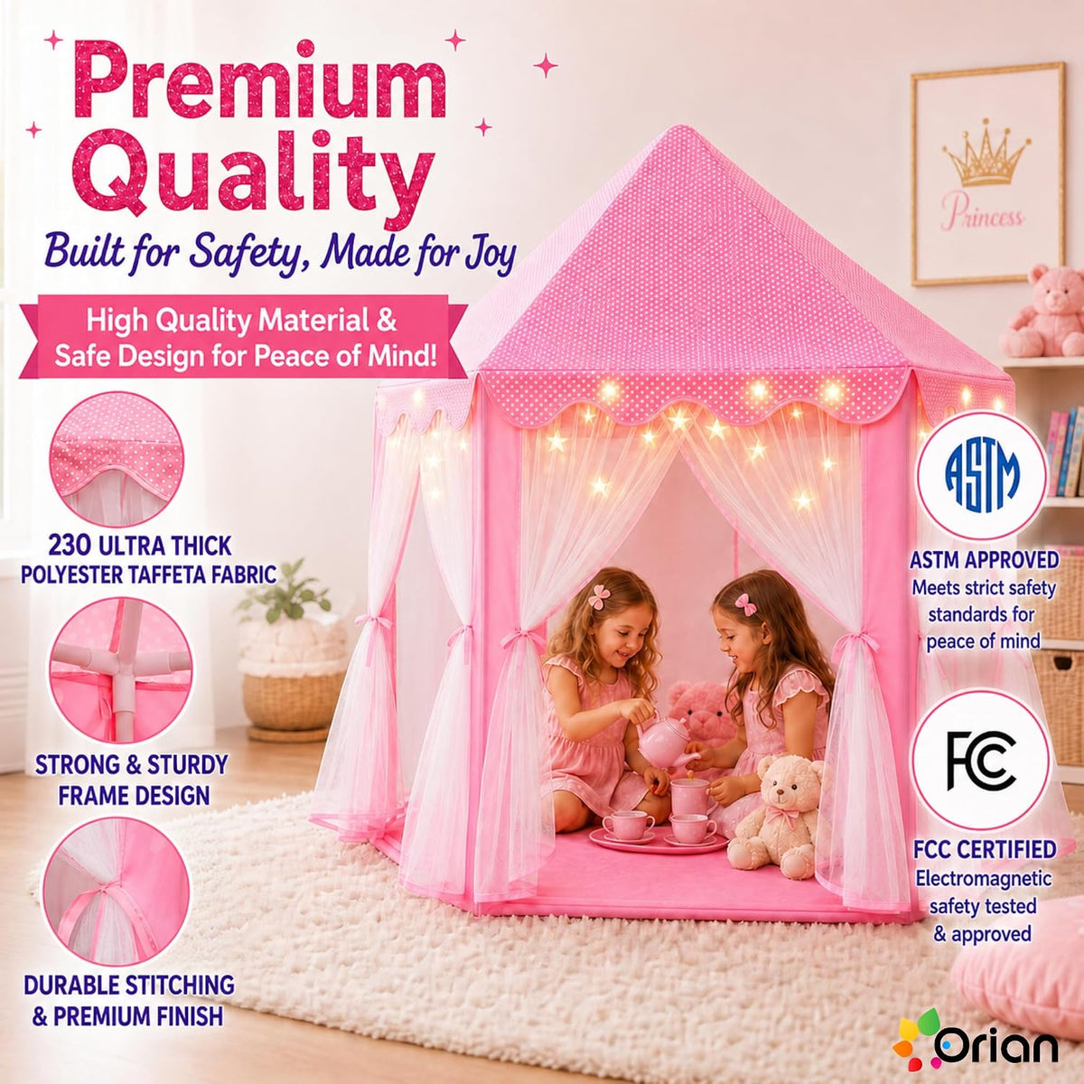 ORIAN Tienda de campaña Princess Castle Playhouse para niñas con lu...