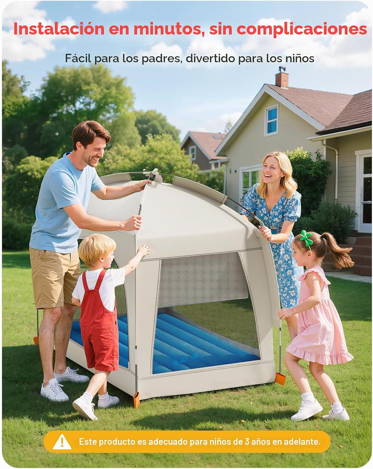 QPAU Cama inflable de viaje para niños pequeños con tienda de campa...