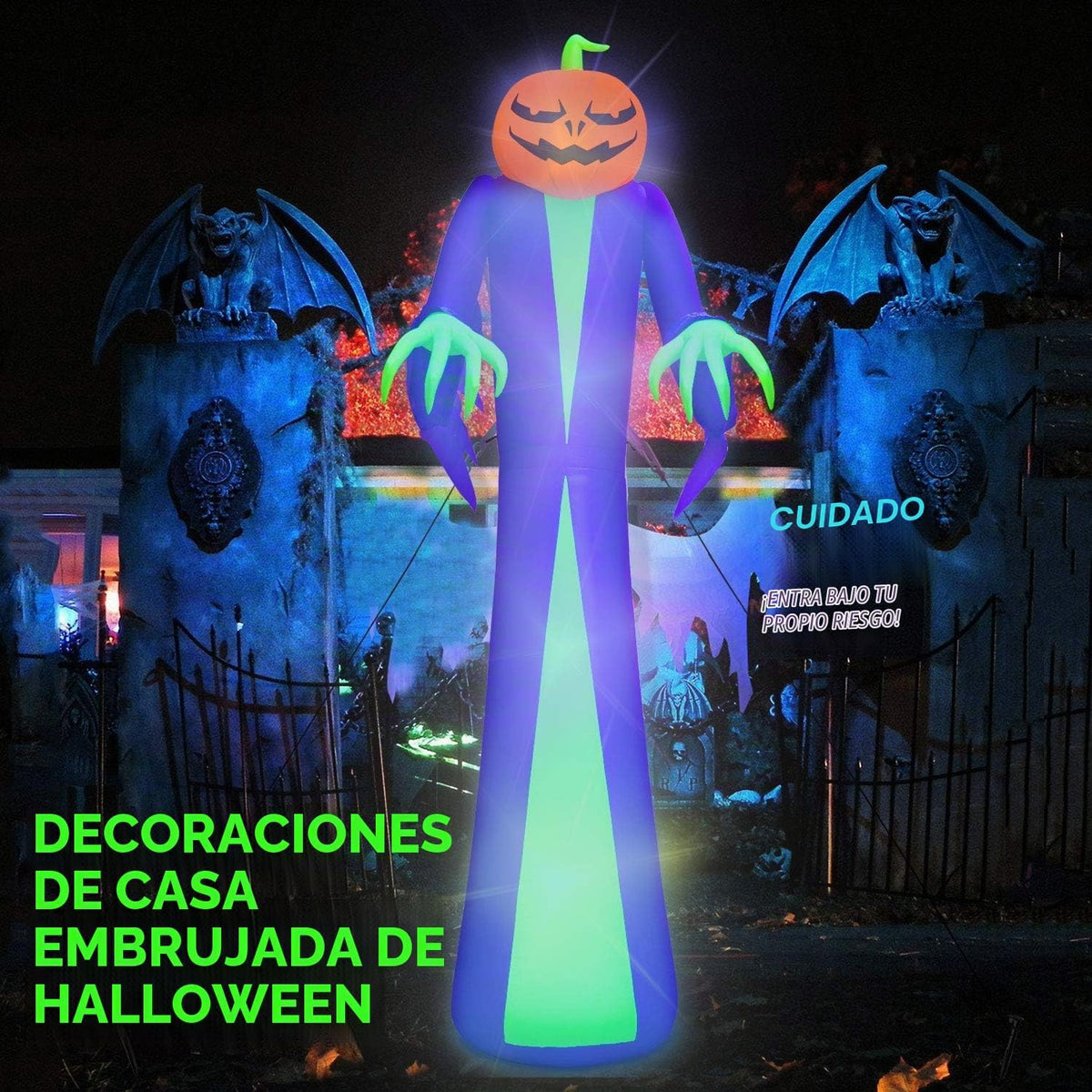 Inflables gigantes de Halloween de 12 pies, decoración de patio con...