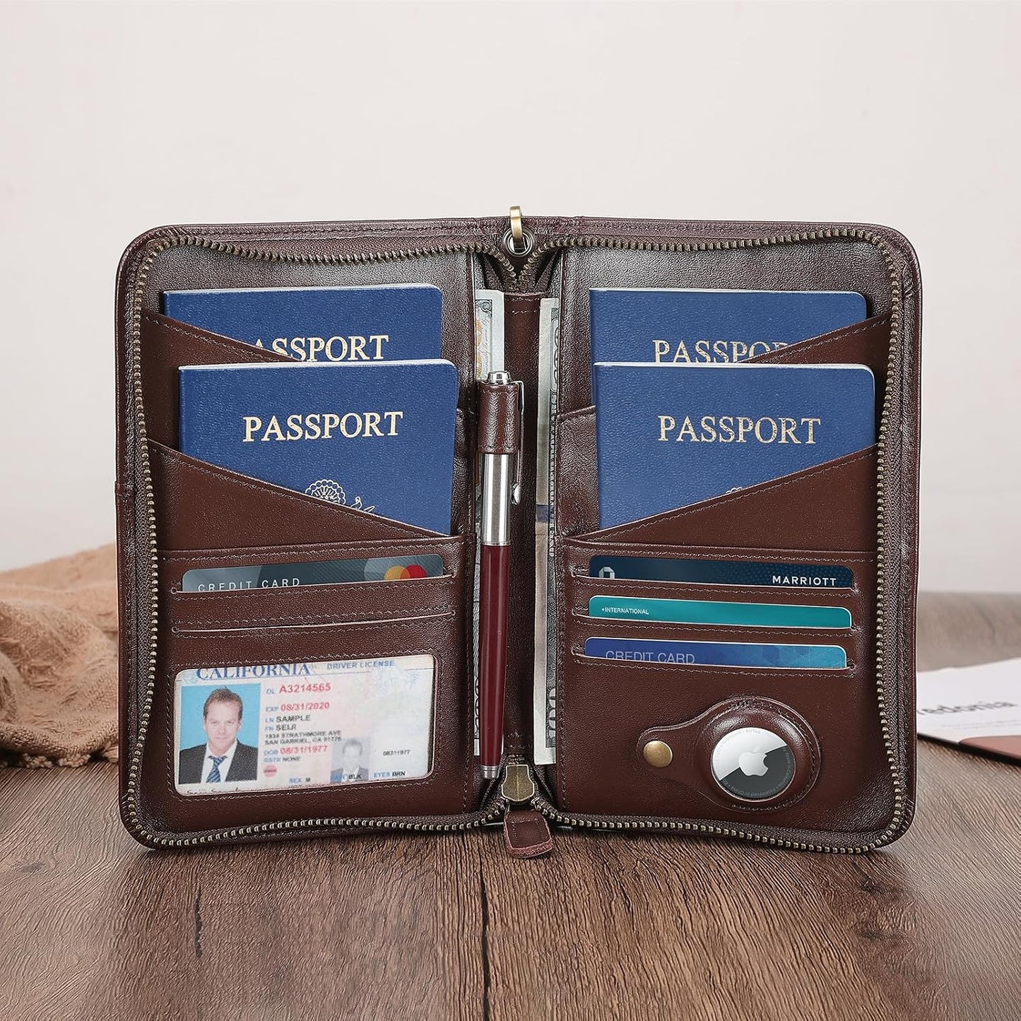 Polare - Funda de piel de grano completo para pasaporte, para hombr...