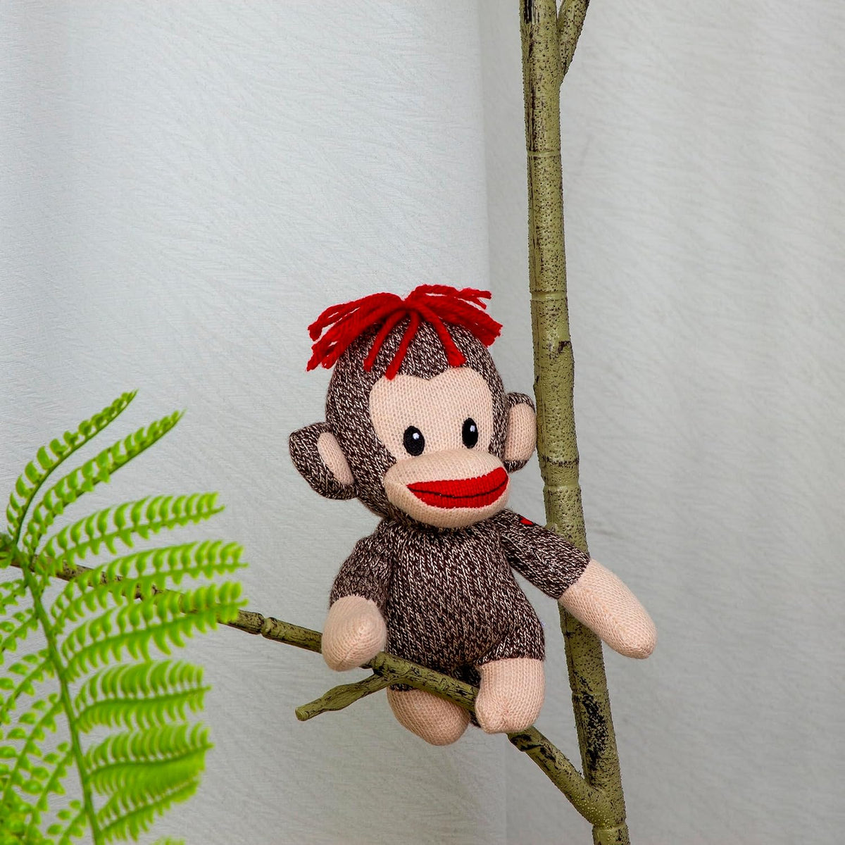 Plushland Original Mono Curioso Marrón de Calceti, Tejido a Mano, J...