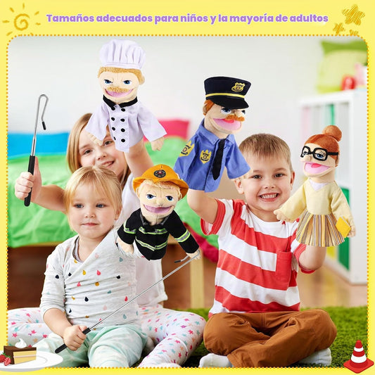 6 marionetas de mano para juegos de rol, profesión, trabajador, emp...