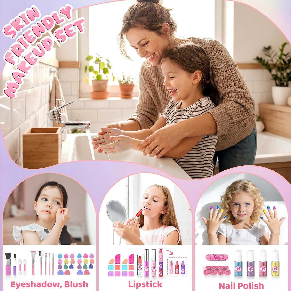 Kit de maquillaje para niños, 59 piezas, para niñas, cosméticos aut...