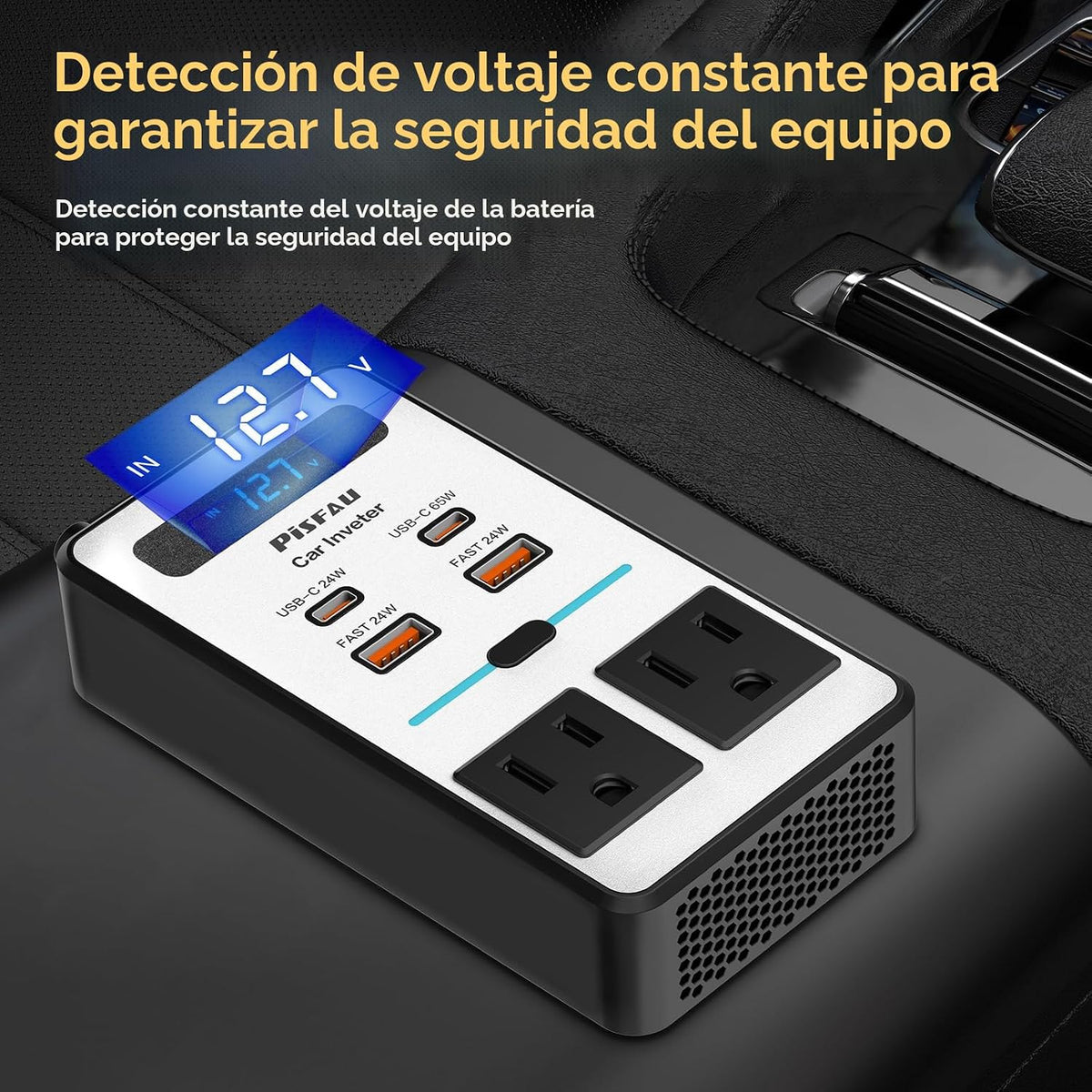 200W Inversor de corriente para automóvil DC 12V a 110V AC, adaptad...