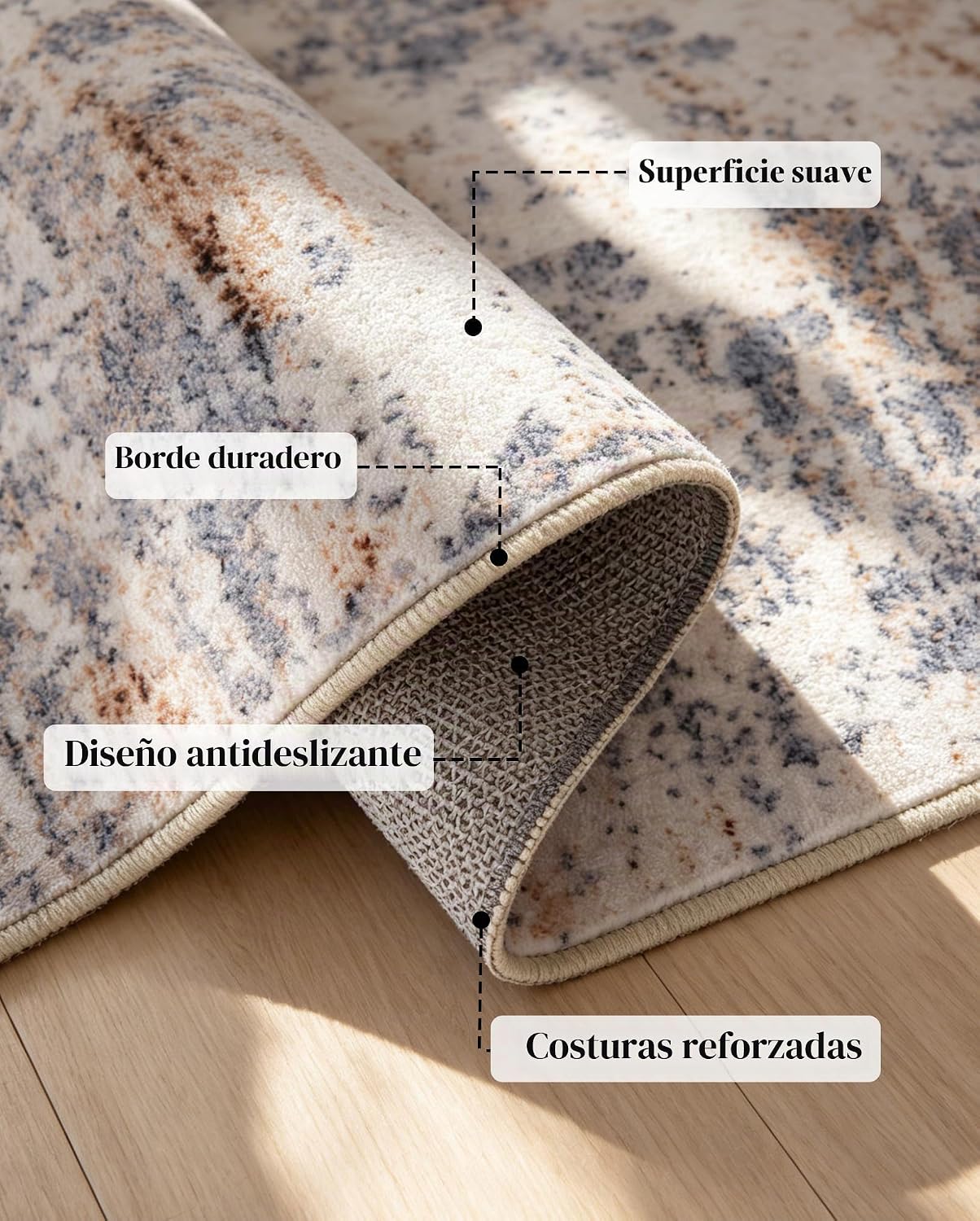Alfombra lavable para sala de estar, 8 x 10, moderna, neutra, abstr...