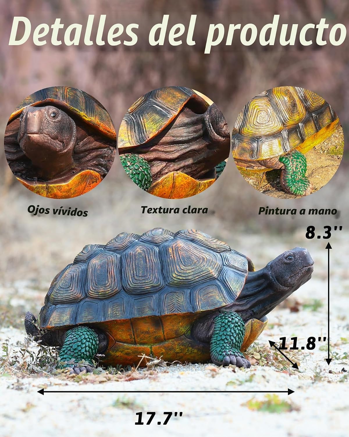 Sdeetesamjun Estatua de tortuga, escultura de jardín de resina para...
