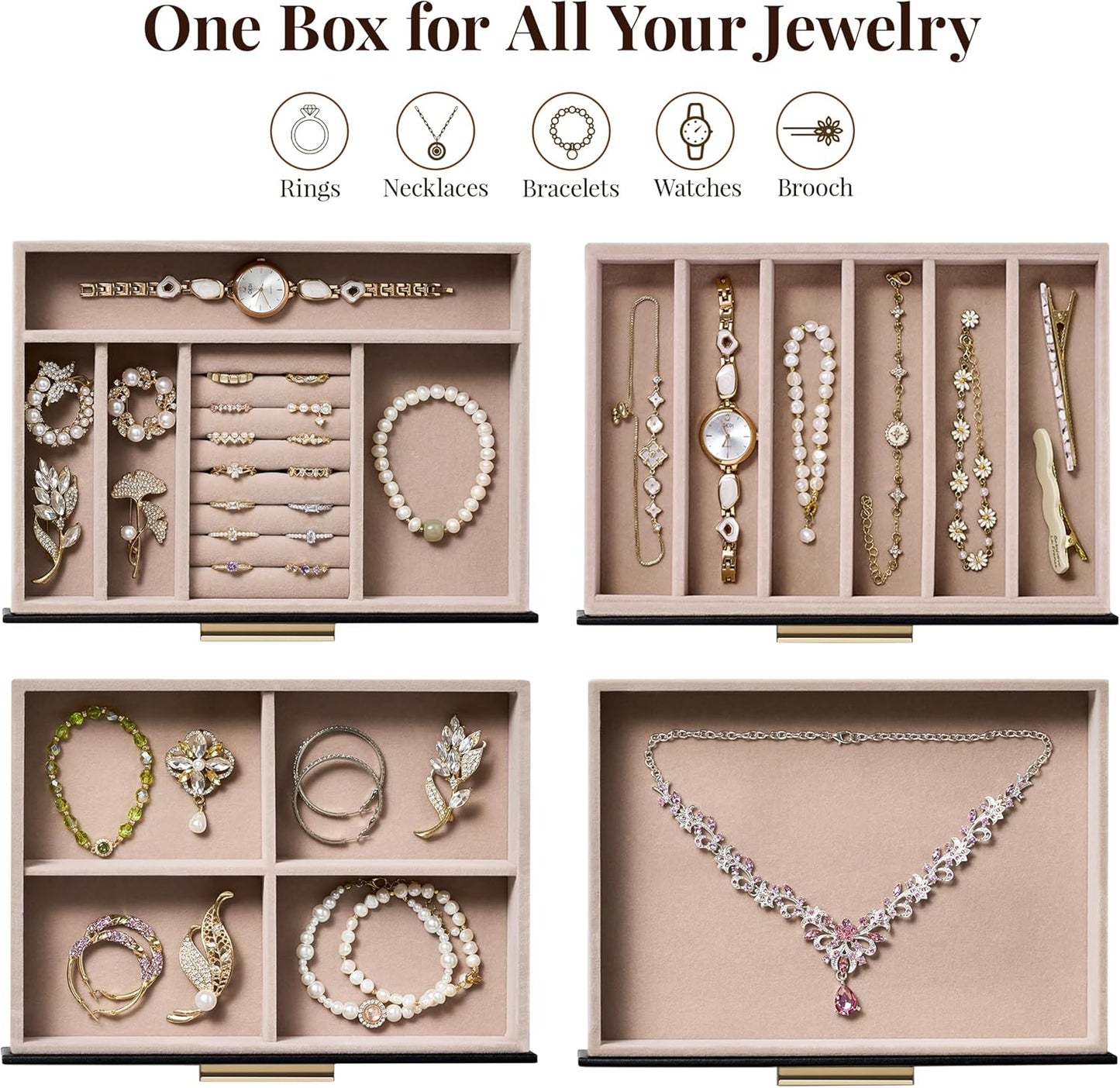 pickpiff Caja Organizadora de Joyas para Mujer: Estuche de Almacena...