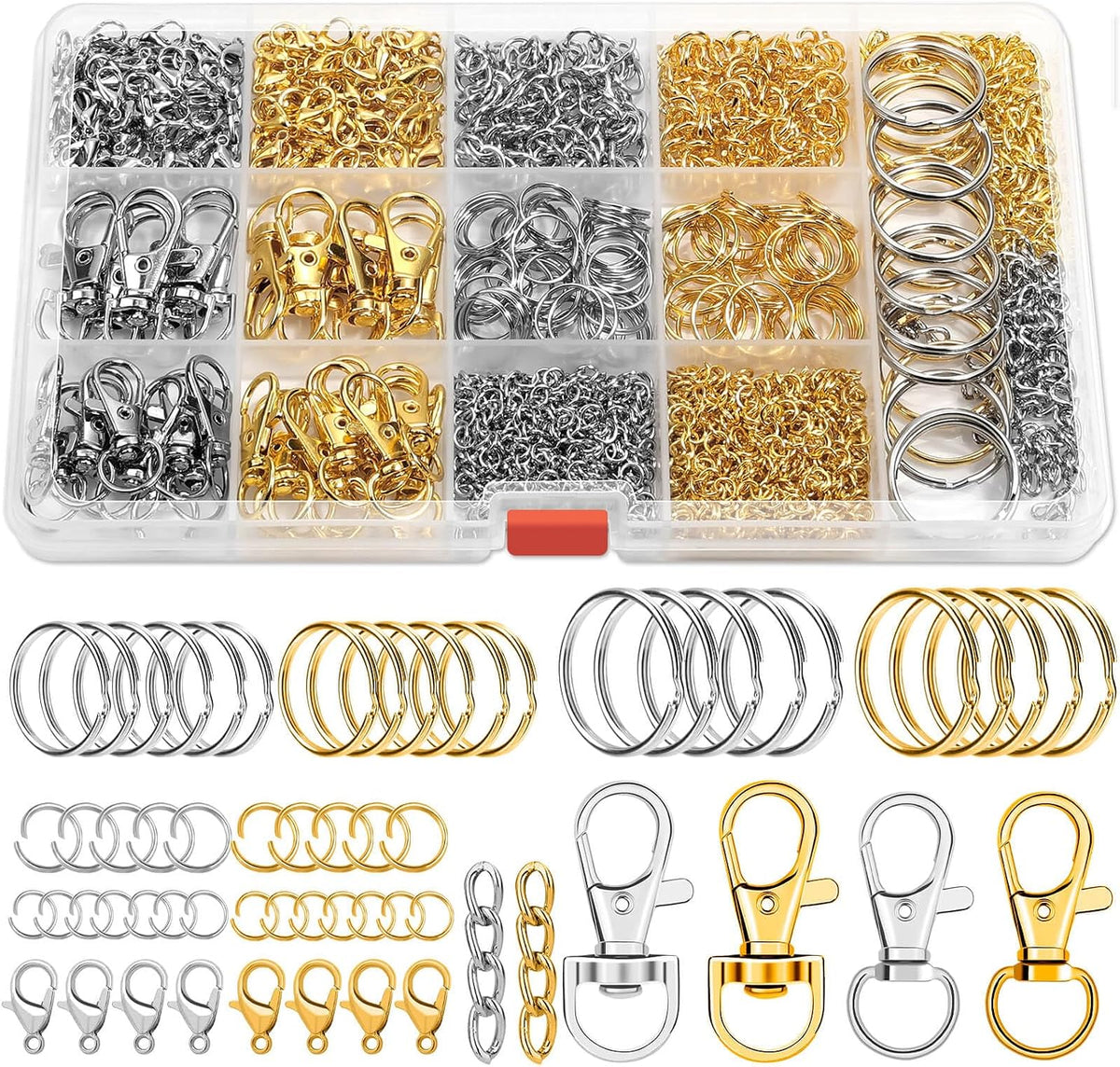 PAXCOO Kit de 990 piezas para hacer llaveros, suministros para manu...