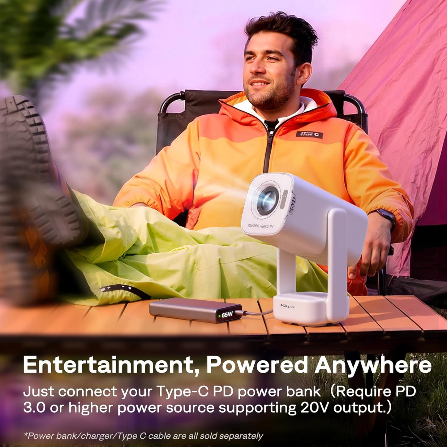 Aurzen Roku TV D1R air Proyector portátil inteligente para exterior...