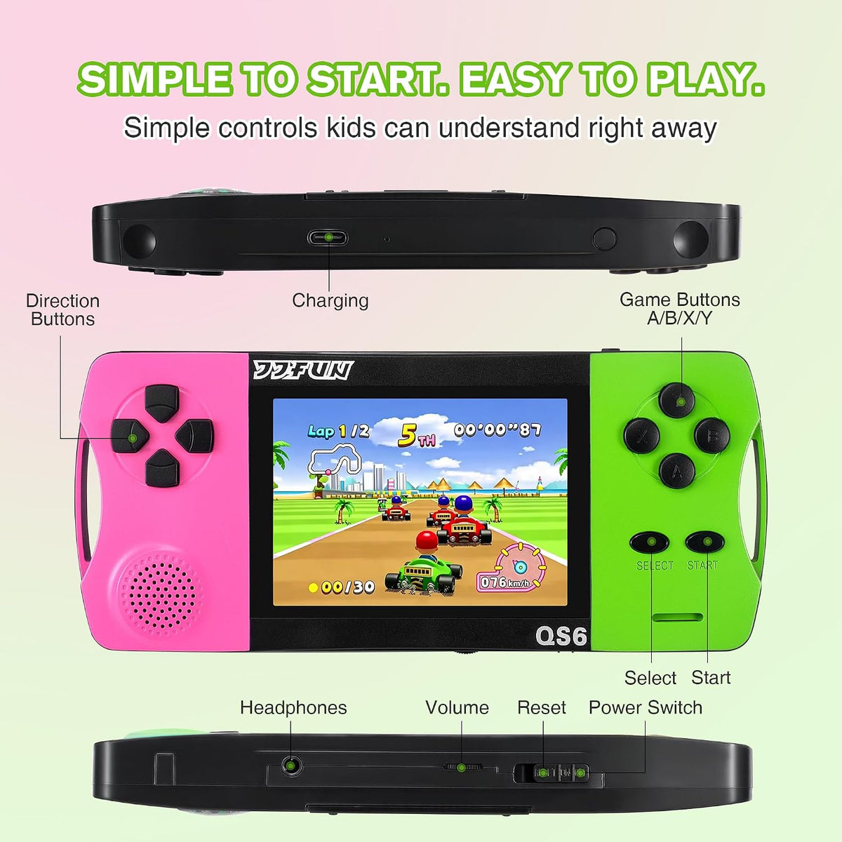 JJFUN Consola de juegos portátil retro, 138 juegos clásicos y panta...