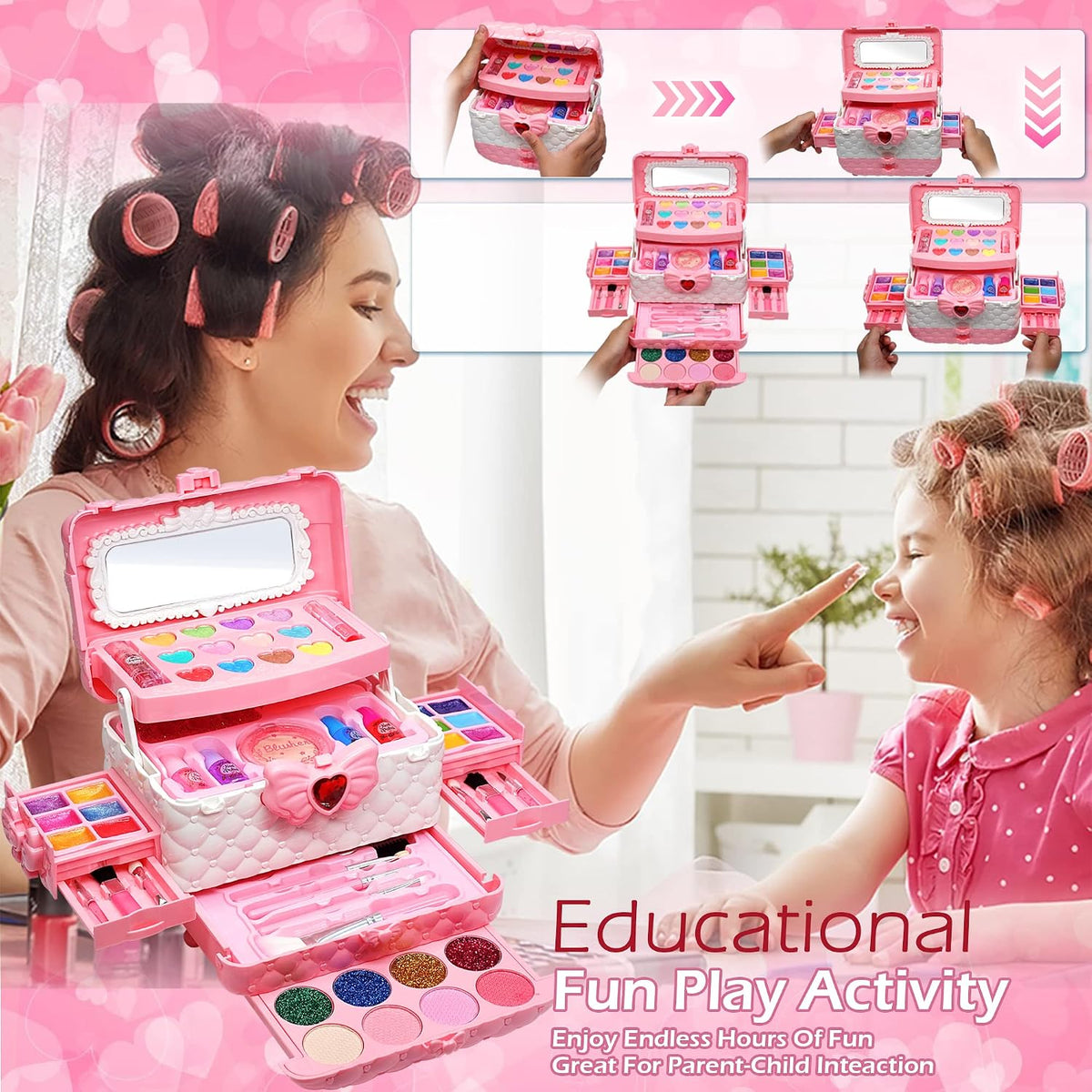 Kit de maquillaje infantil para niña, juguete lavable de princesa,...