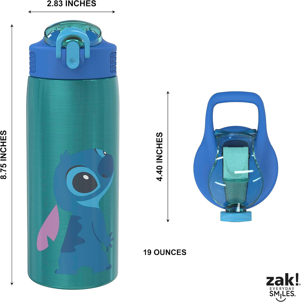 Zak Designs Disney Lilo and Stitch - Botella de agua para viajes y...