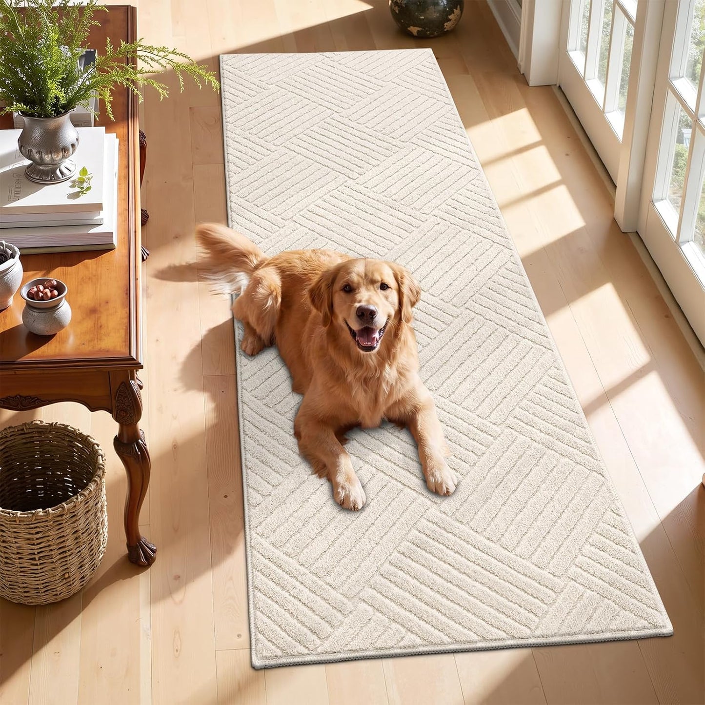 Vaukki Alfombra de pasillo de 2 x 6 pulgadas, suave y geométrica be...