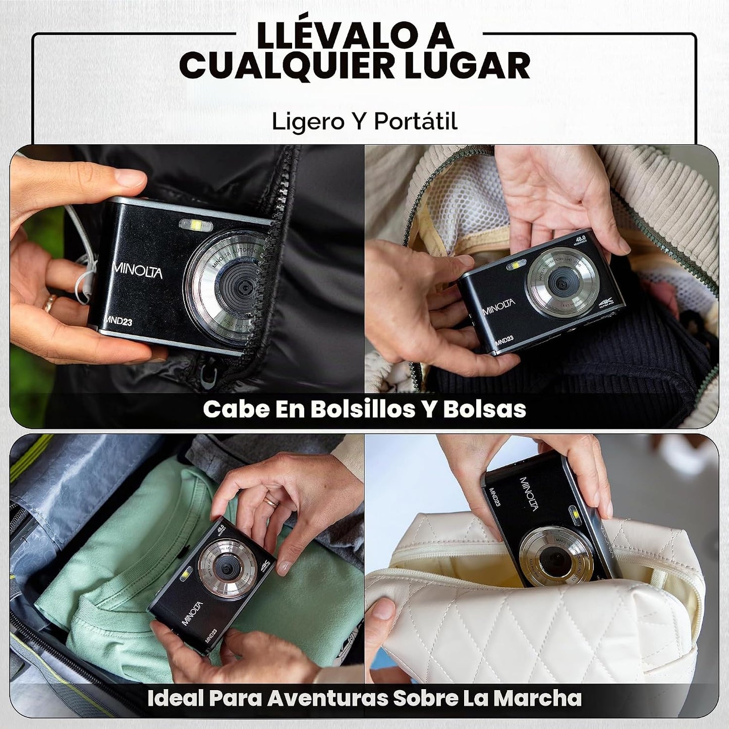 Minolta Cámara digital de 48 megapíxeles con lente selfie trasera \...