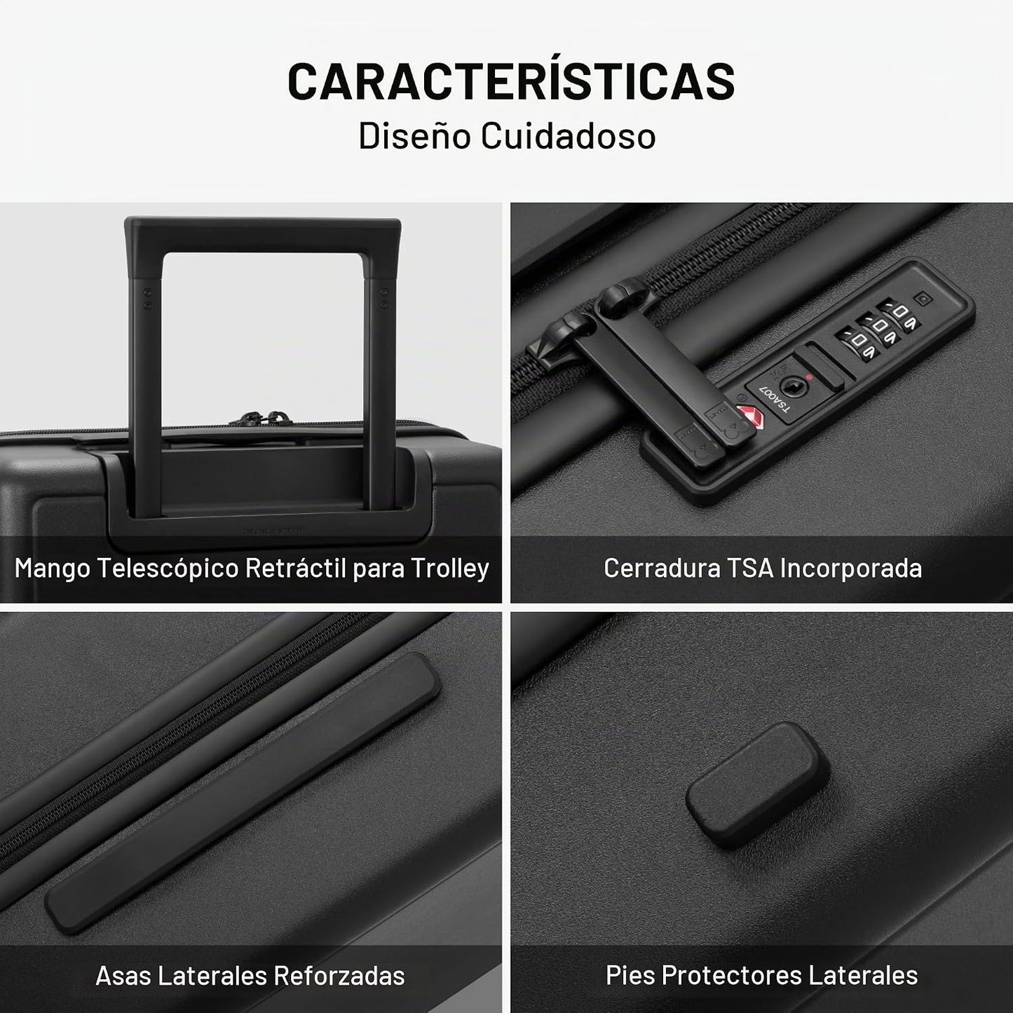LEVEL8 Serie de equipaje compañero Elegance, Negro, 20 - pulgadas,...
