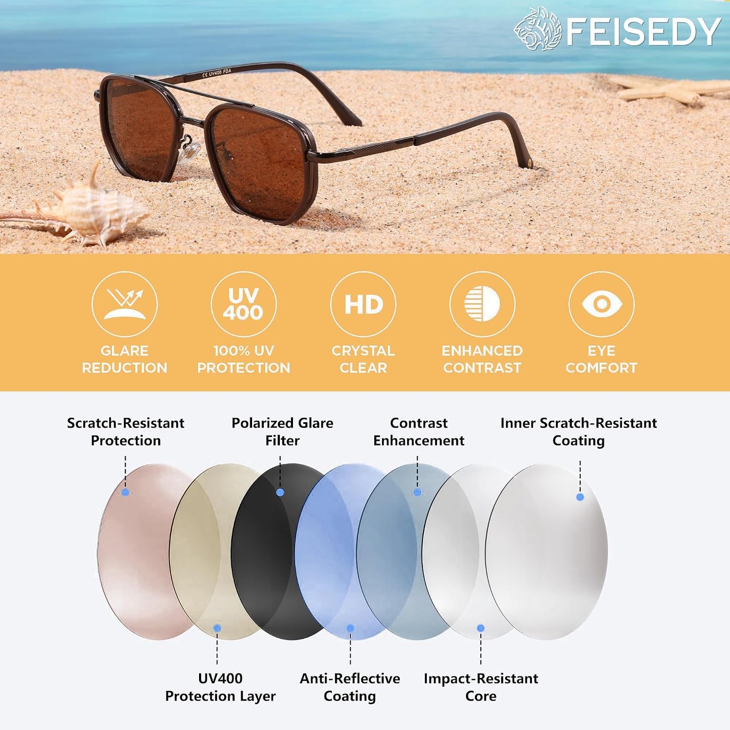 FEISEDY - Lentes de sol polarizados estilo aviador para hombres, ma...