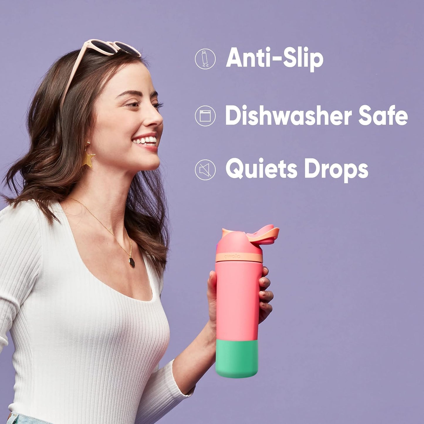 Owala FreeSip - Botella de agua Tritan de 25 onzas y bota protector...