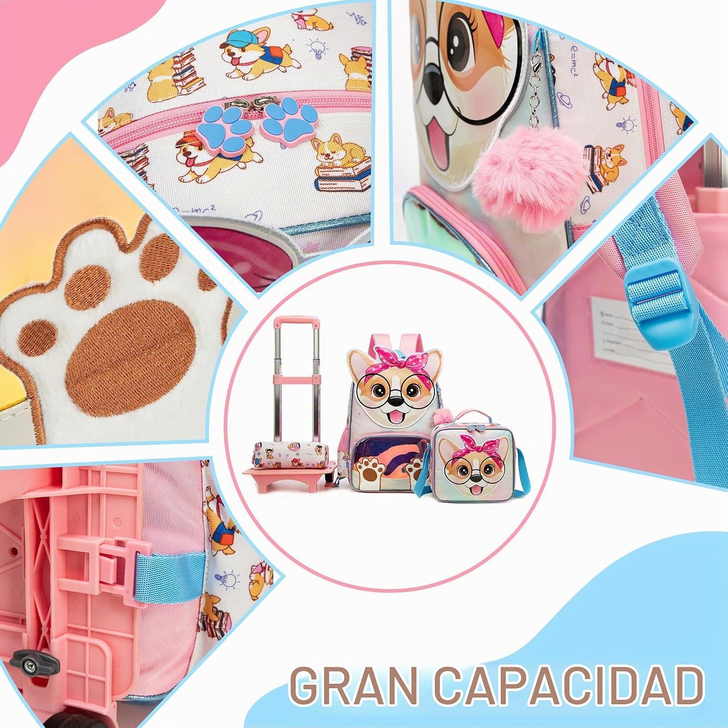 Meetbelify Mochila con ruedas Bowknot para Gilrs Mochilas con rueda...
