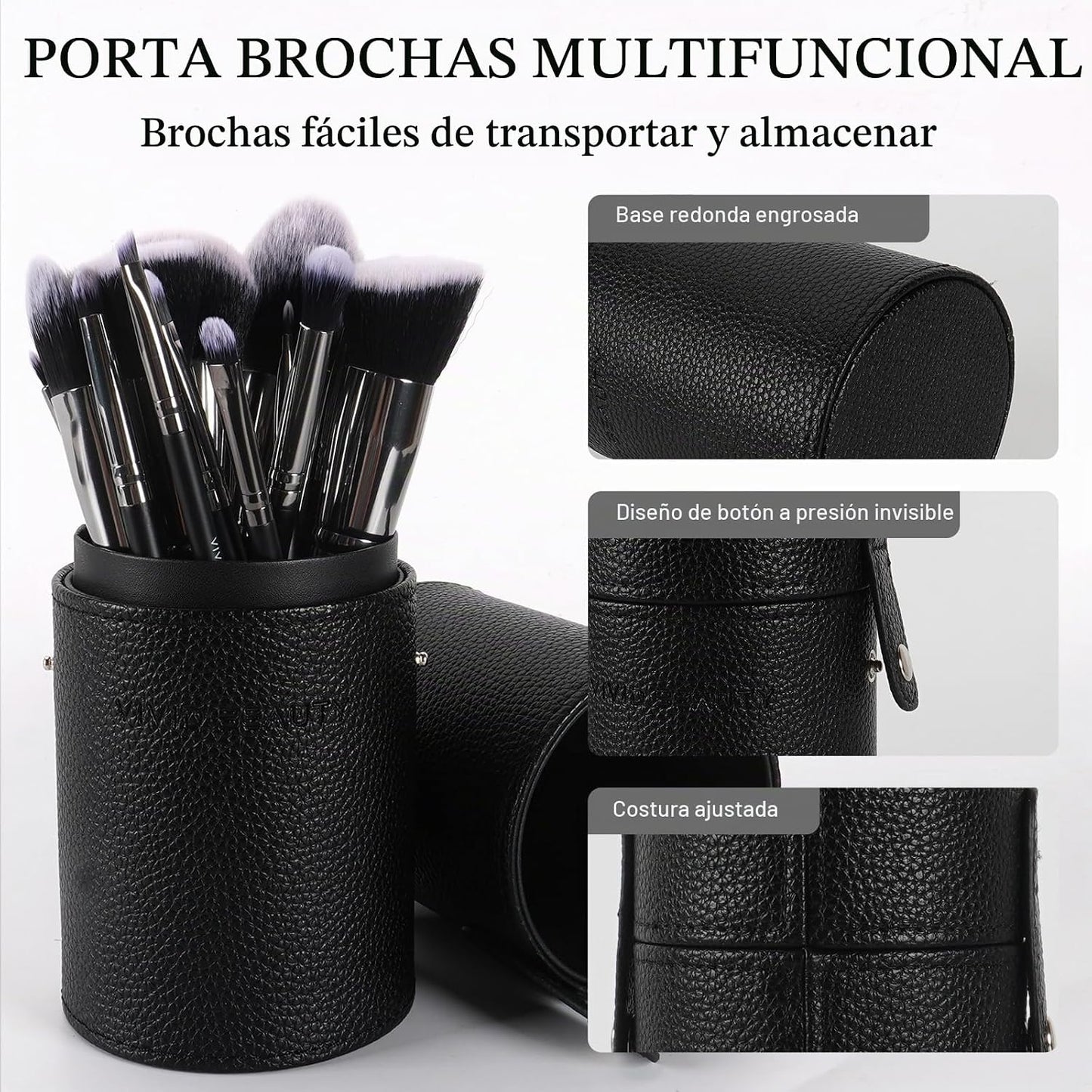 VIVID BEAUTY 18 brochas de maquillaje Pro Deluxe con estuche de via...