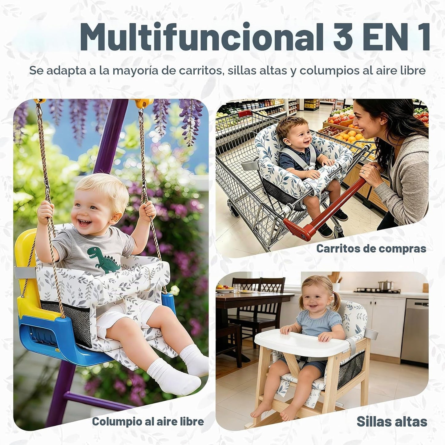 Funda de asiento de carrito de compras para bebé niña y niño, funda...
