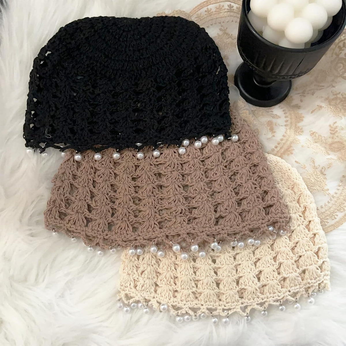 Zxcog Gorro de calavera de ganchillo para mujer, hecho a mano, con...