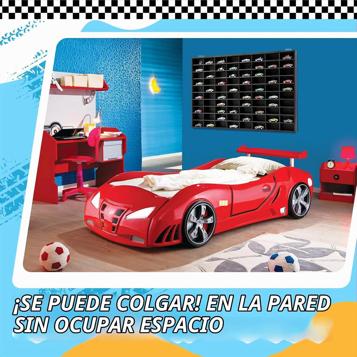 Seenelling Vitrina de Madera para Autos de Juguete Hot Wheels Fundi...