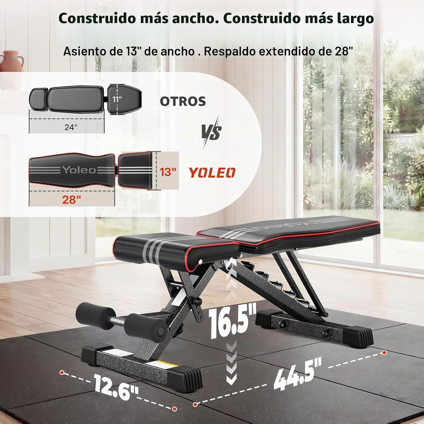 Banco de pesas ajustable YOLEO, certificado ASTM 827LBS | 98% premo...