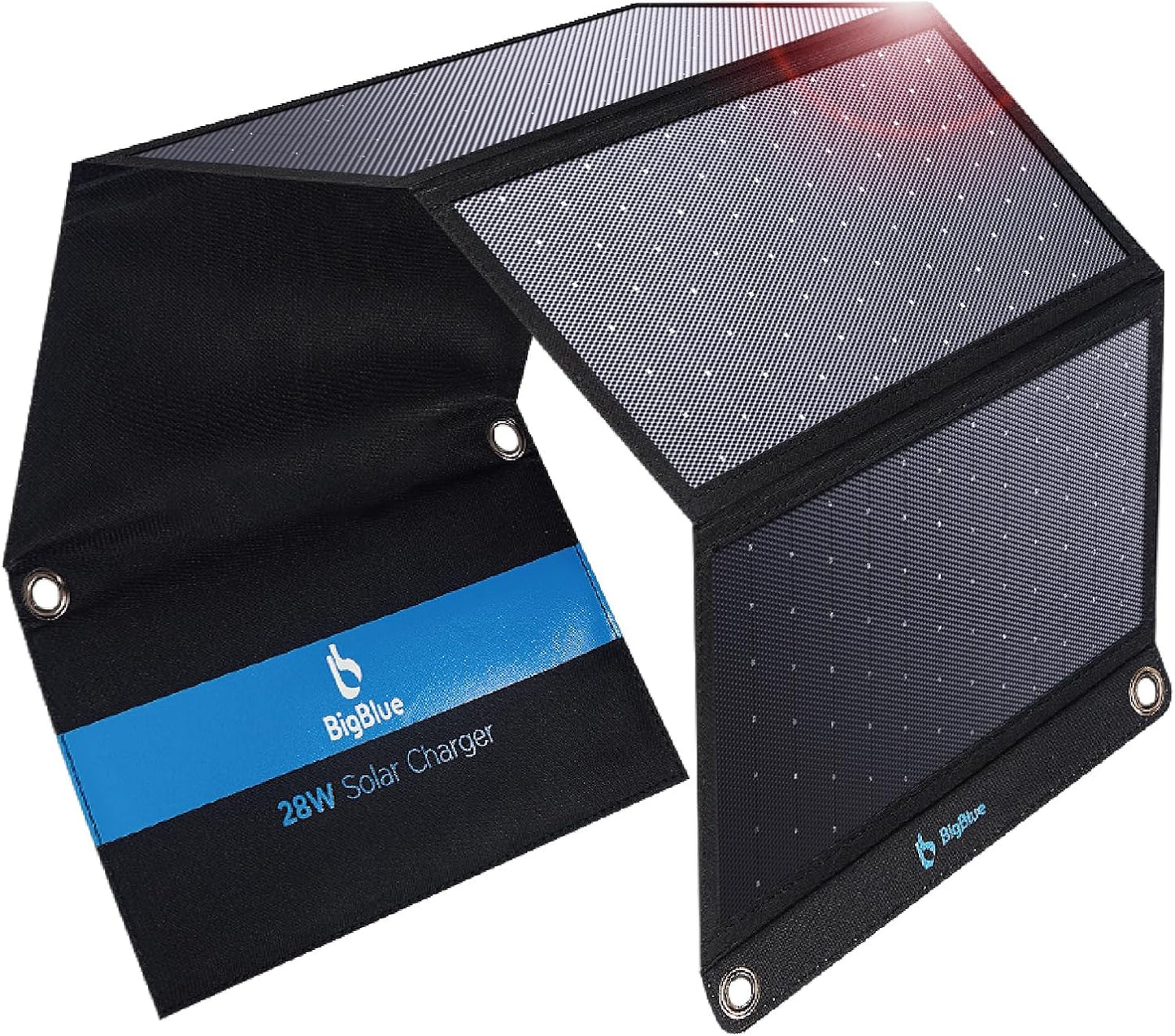 BigBlue Cargador de panel solar de 28W con USB-C dual y USB-A, carg...