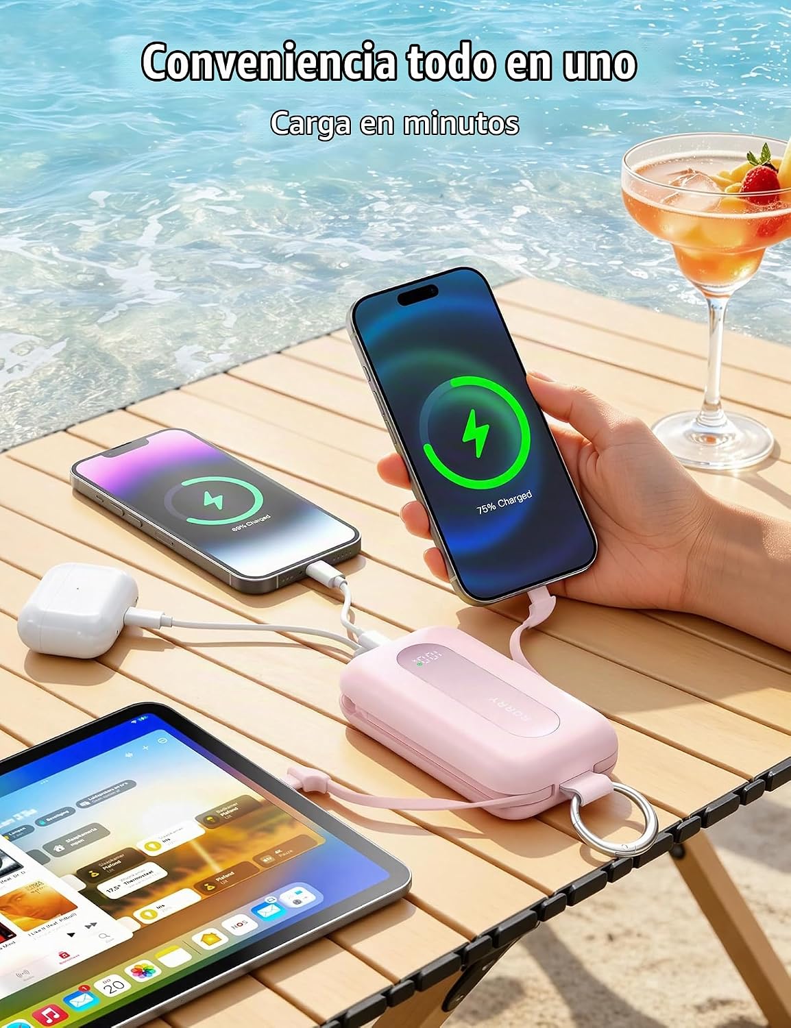 RORRY CharmGo Cargador portátil 20000mAh 30W Power Bank 4 en 1 Bate...