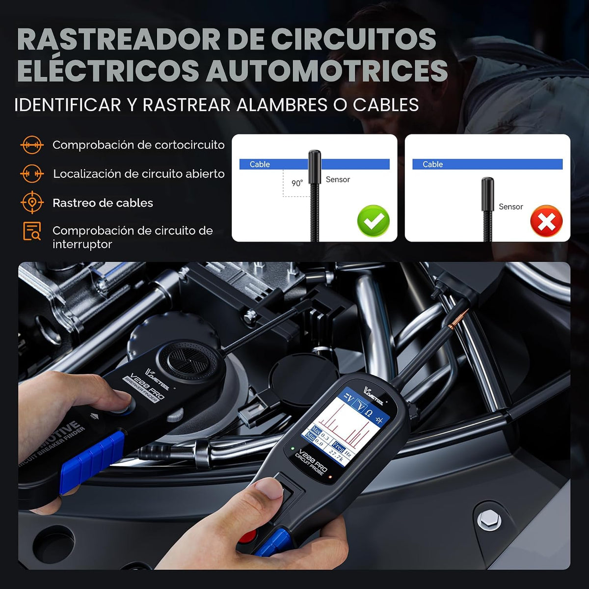 VDIAGTOOL V200 Pro Probador de Sonda de Circuito de Potencia Automo...