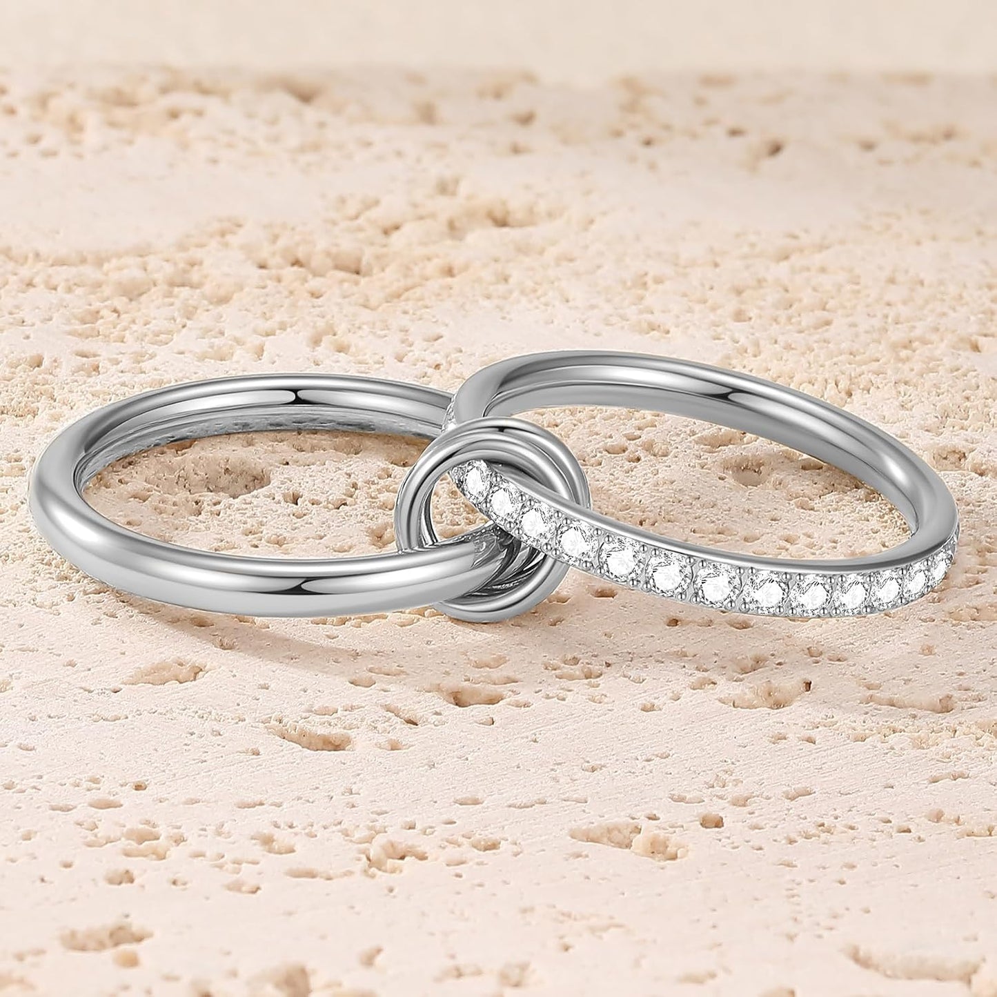 PDWZNBA Anillos apilables chapados en oro de 18 quilates para mujer...