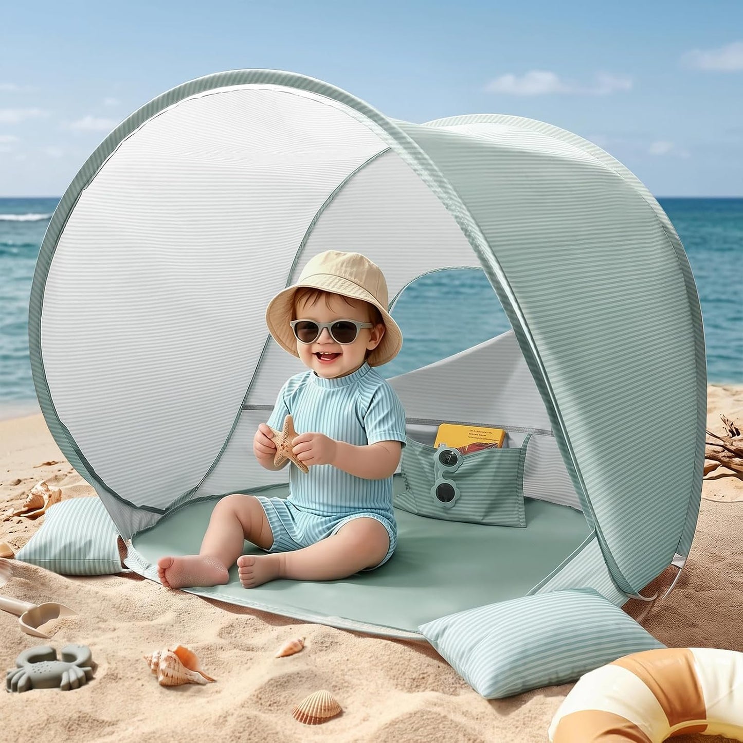 Tiny Land - Tienda de campaña de playa para bebé, con protección so...