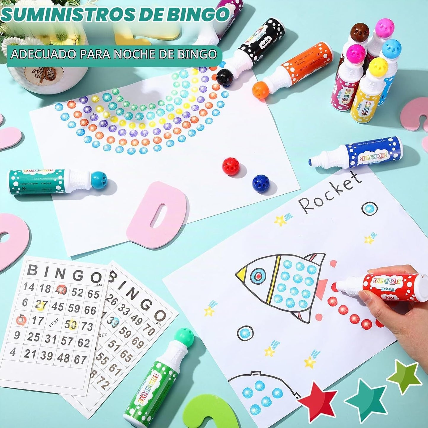 Crtiin Paquete de 72 marcadores de bingo Dauber con purpurina de 0....