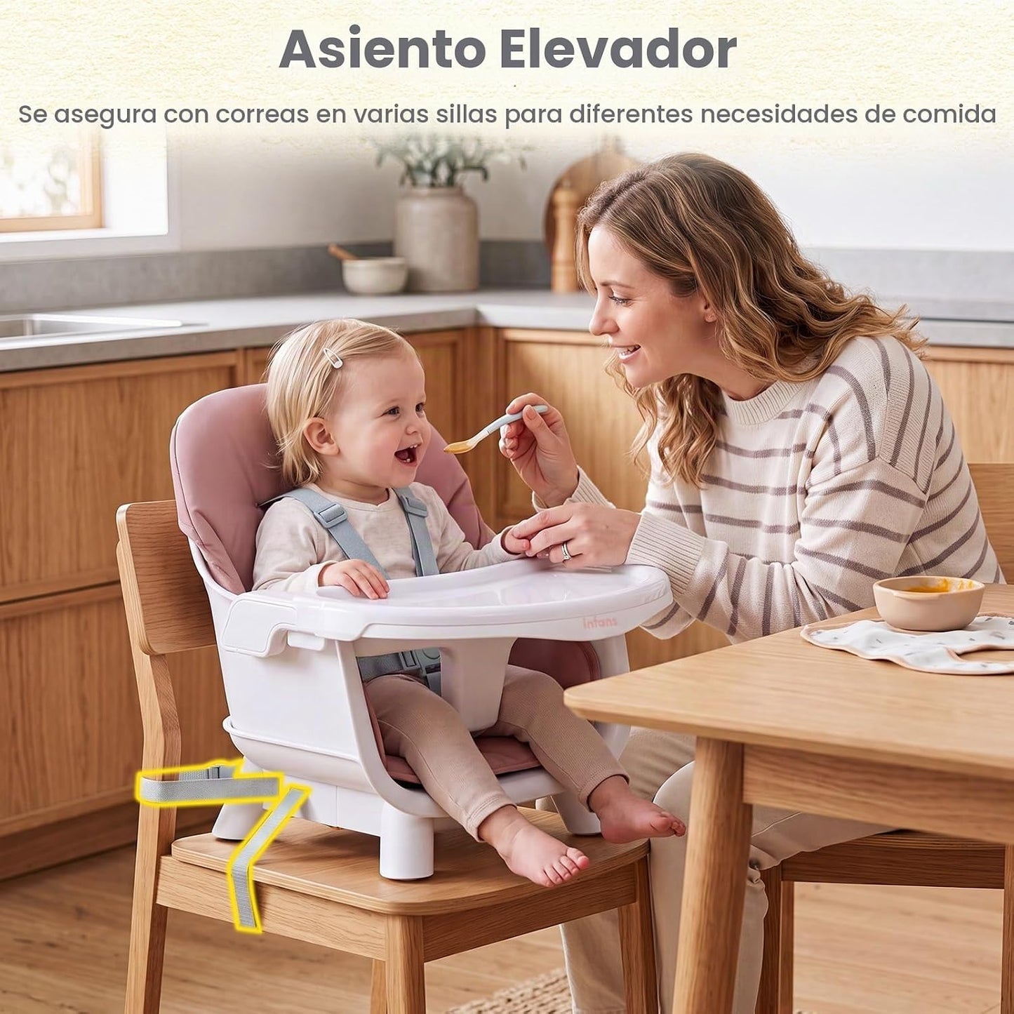 INFANS Silla alta 8 en 1 para bebé, convertible a asiento elevador,...