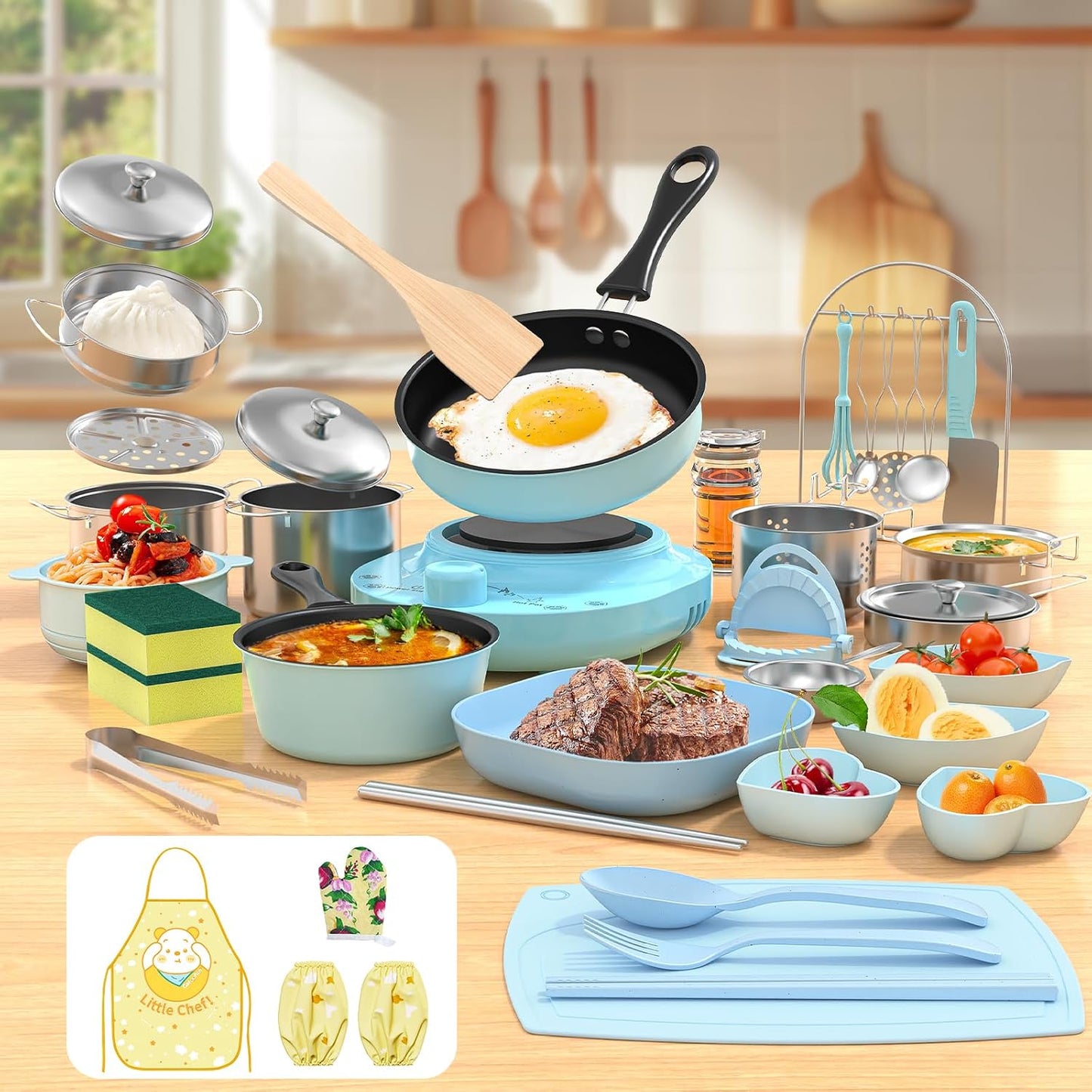 Gotoofun Juegos de Cocina para Niños Reales, Mini Herramientas Mont...