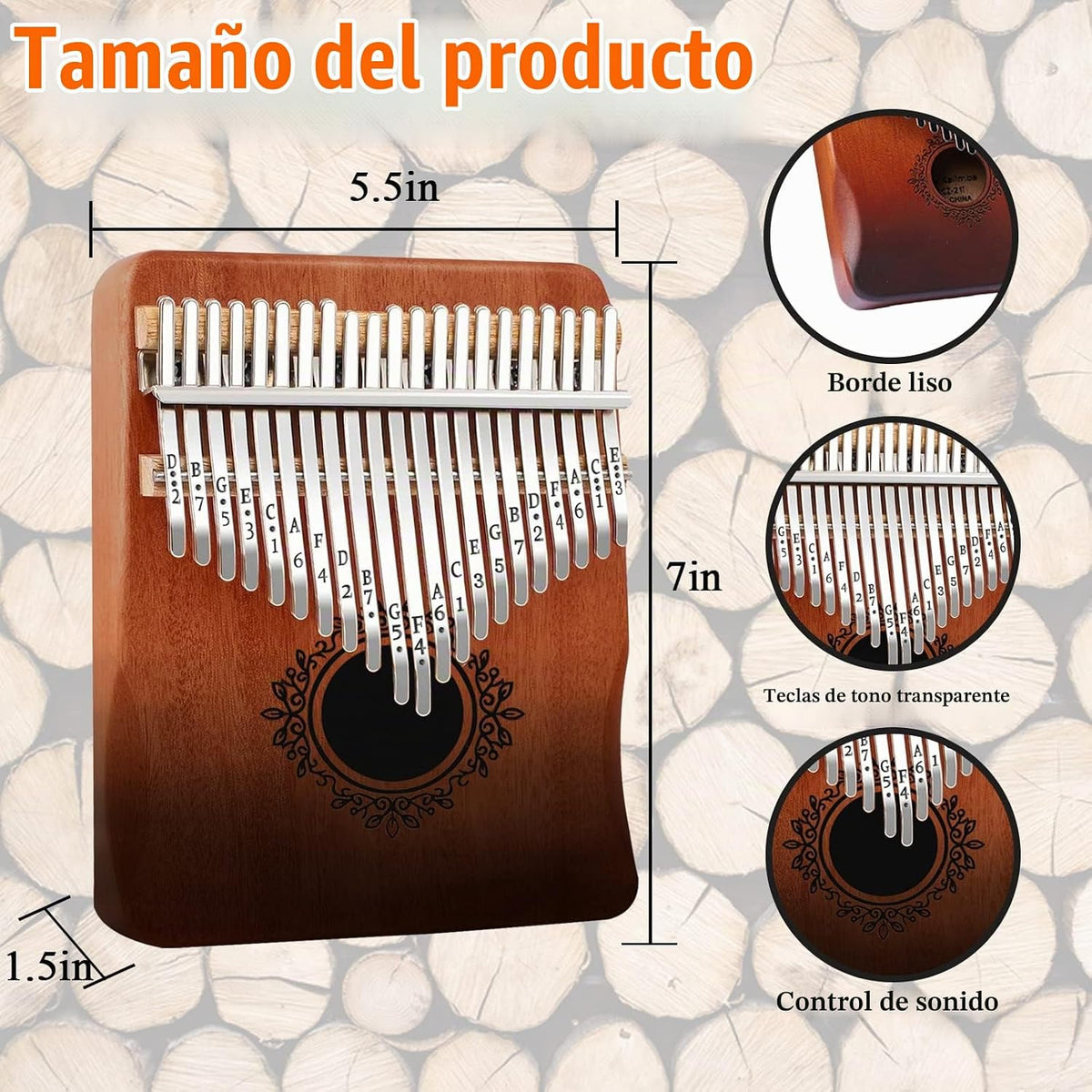Kalimba de 21 teclas, Calimba, piano portátil de pulgar Kalimba, pi...