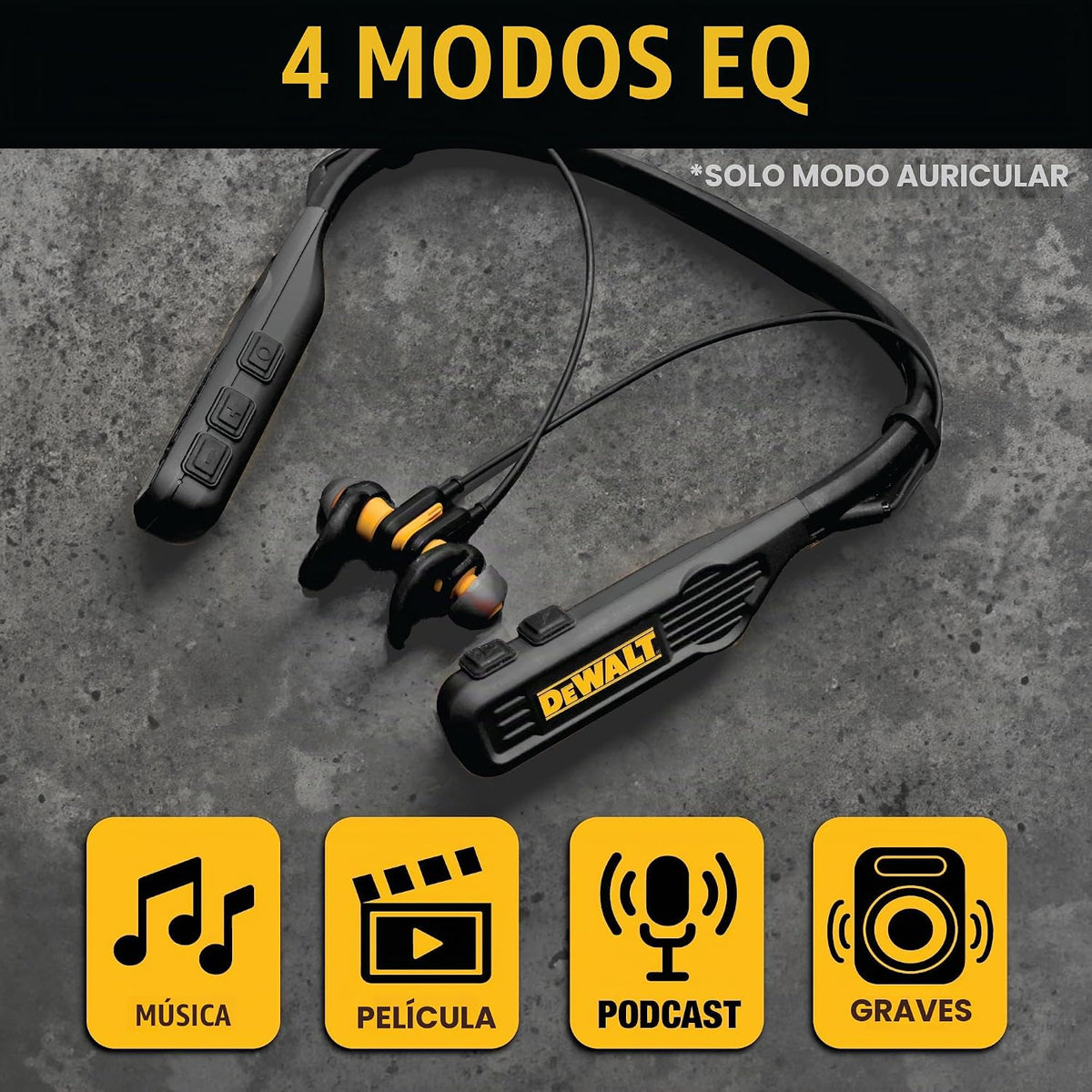 DEWALT Auriculares Bluetooth de Banda para el Cuello 2 en 1 Edición...