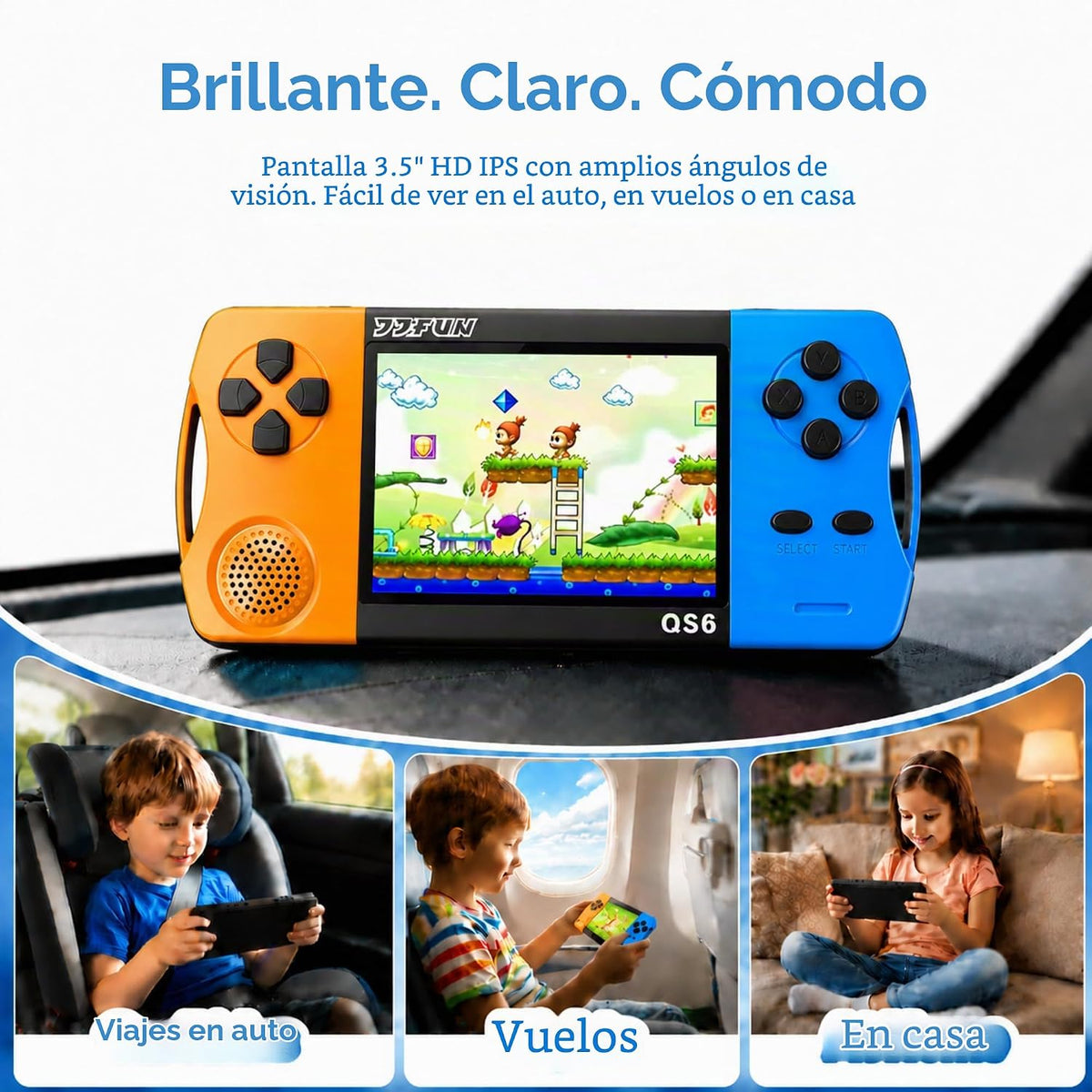 Juegos de mano de 16 bits para niños con pantalla grande IPS de 3.5...