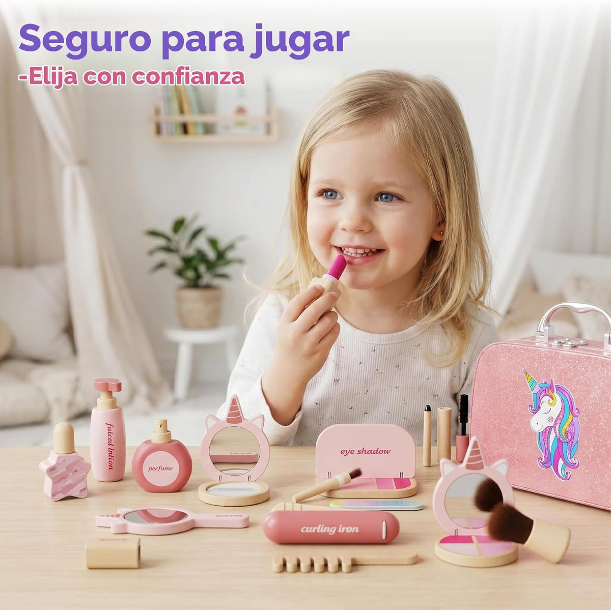 Juego de maquillaje con temática de unicornio, juguetes para niñas...