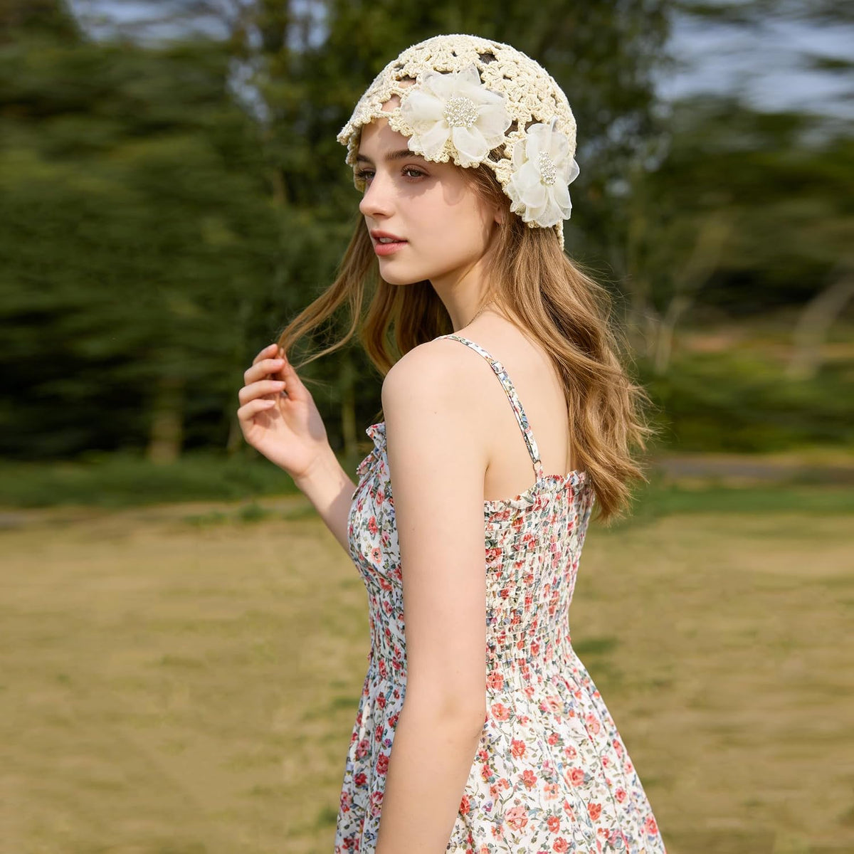 Gorro de ganchillo hecho a mano para mujer, sombrero de sol de enca...