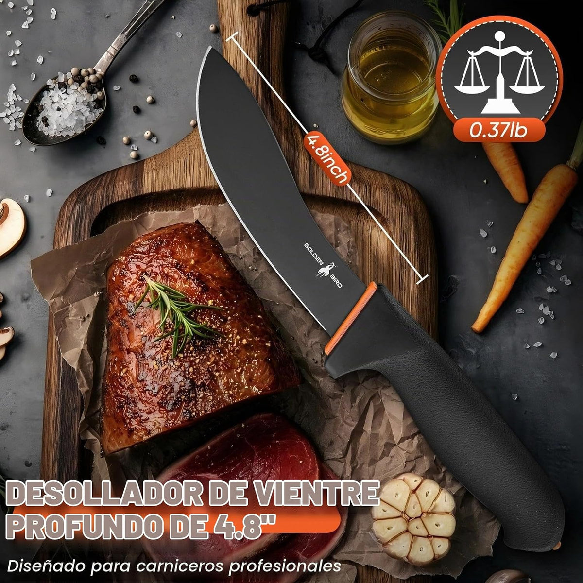 Cuchillo para desollar carne Golden Bird para caza, corte de carne...