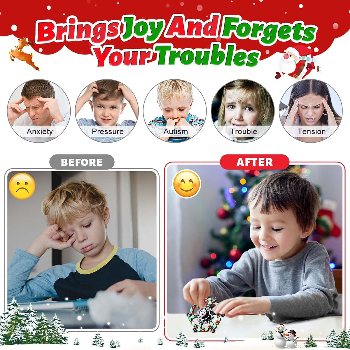 Gokeey Juguetes Fidget de Navidad Transformables Spinners Fidget pa...