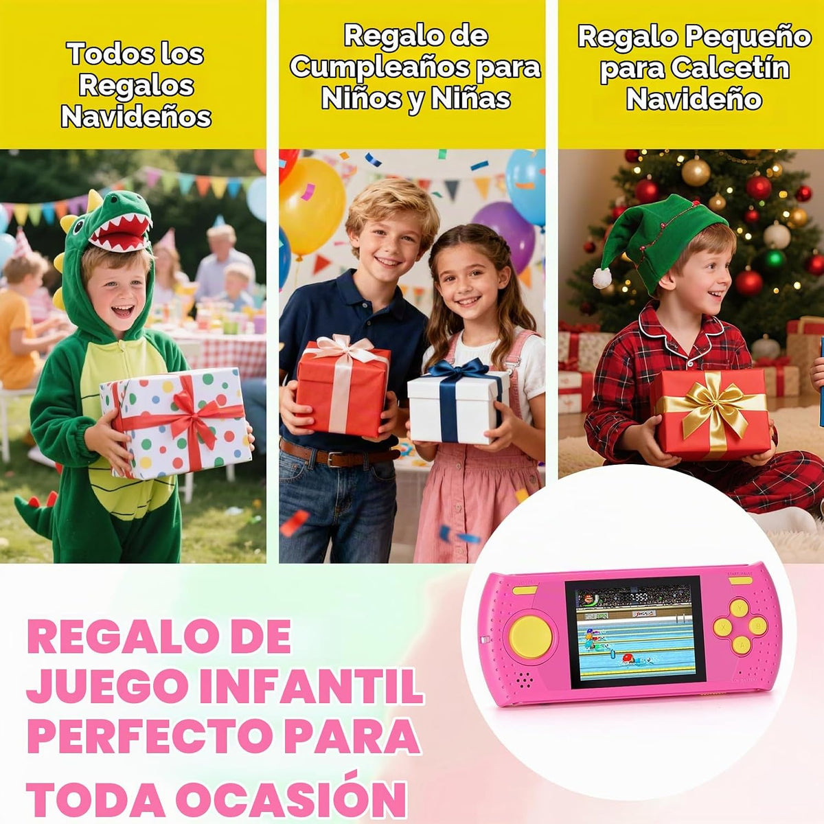 Juego de mano para niños, reproductor de videojuegos portátil con 2...