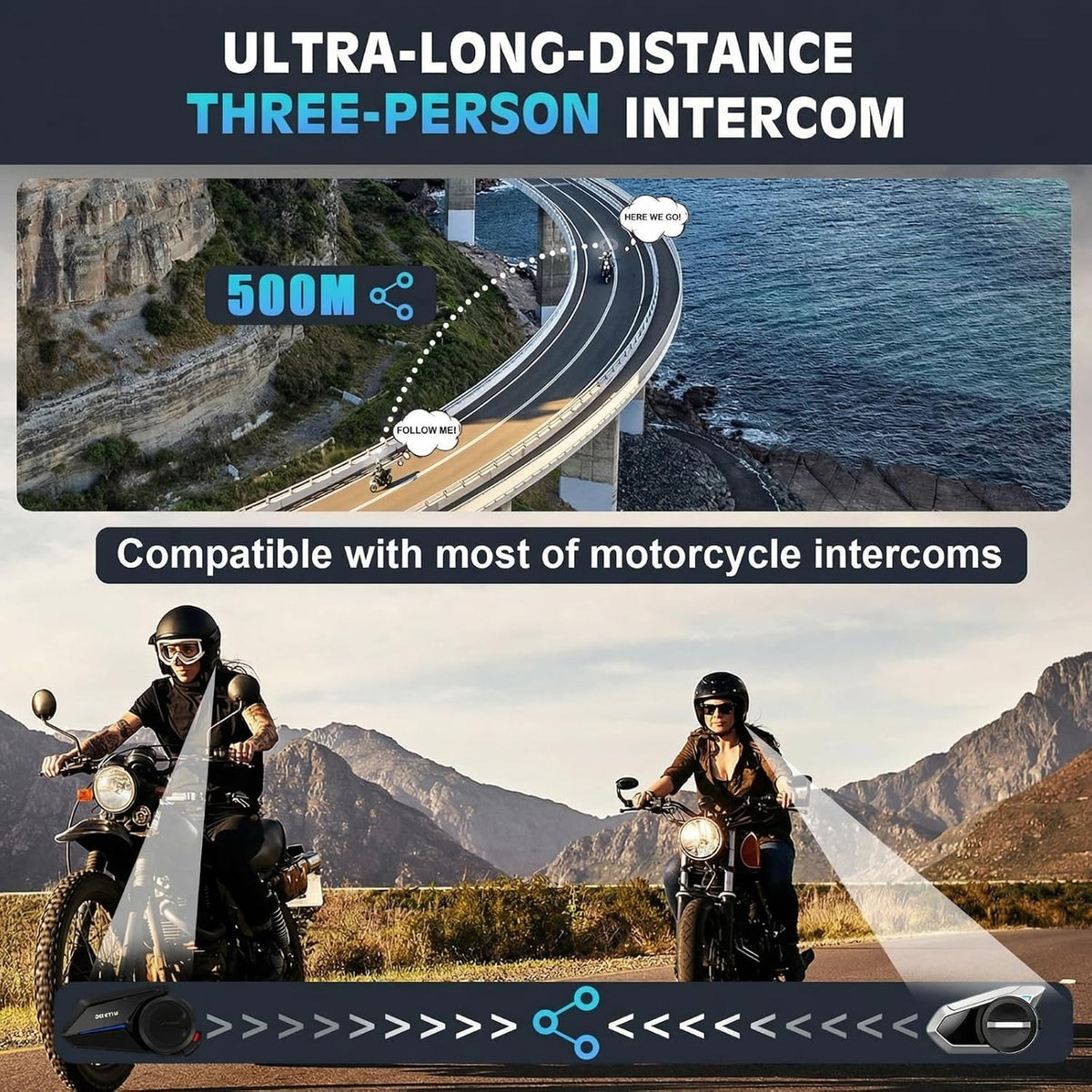 ZOVTIX Auriculares Bluetooth para motocicleta, altavoces de casco d...