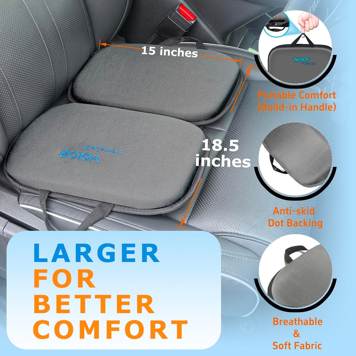 Sojoy iGelComfort 3-en-1 Cojín de asiento de gel plegable y espuma...