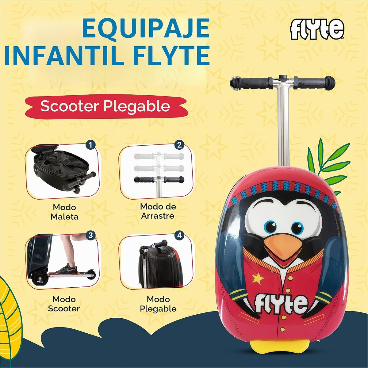 Flyte Maleta Scooter - 2 en 1, Maleta de Montar de 18 pulgadas para...