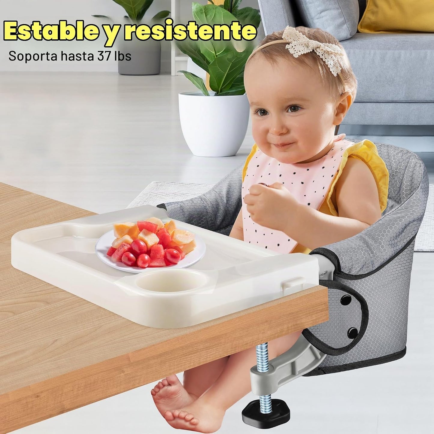 Toogel - Silla alta de gancho con bandeja, asiento plegable con cli...